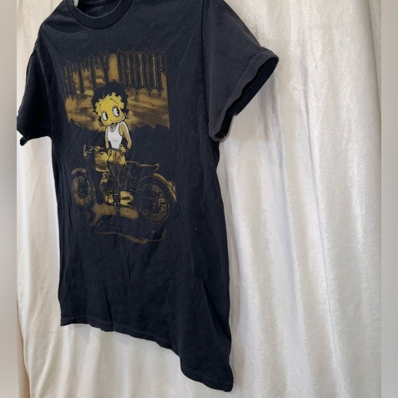 Y2K Unisex Betty Boop Black Biker Graphic Tee-Size Small - Picture 4 of 7